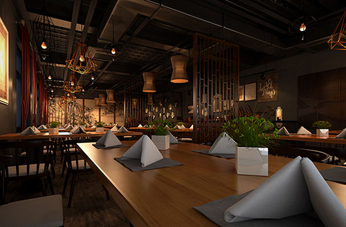 马鞍山简约大气中式风格餐厅设计装修效果图