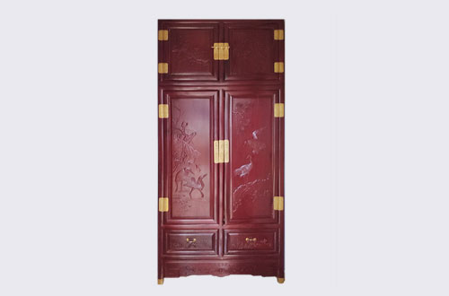 马鞍山高端中式家居装修深红色纯实木衣柜